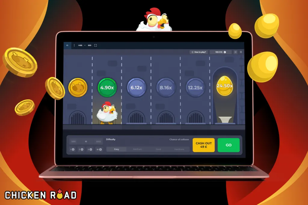 Laptop displaying the chicken roll game board mid-round